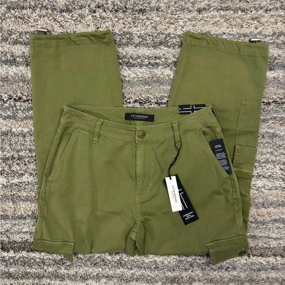 Liverpool Cargo Pant With Cinch Hem Sz 4/27 NWT | Liverpool Cropped Cargo Pants- - Picture 2 of 14